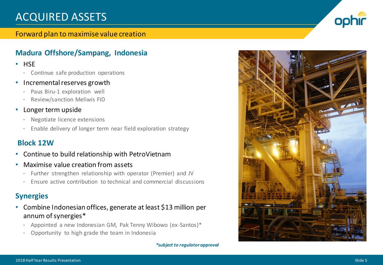 Ophir Energy Company Limited 2018 Q2 - Results - Earnings Call Slides ...