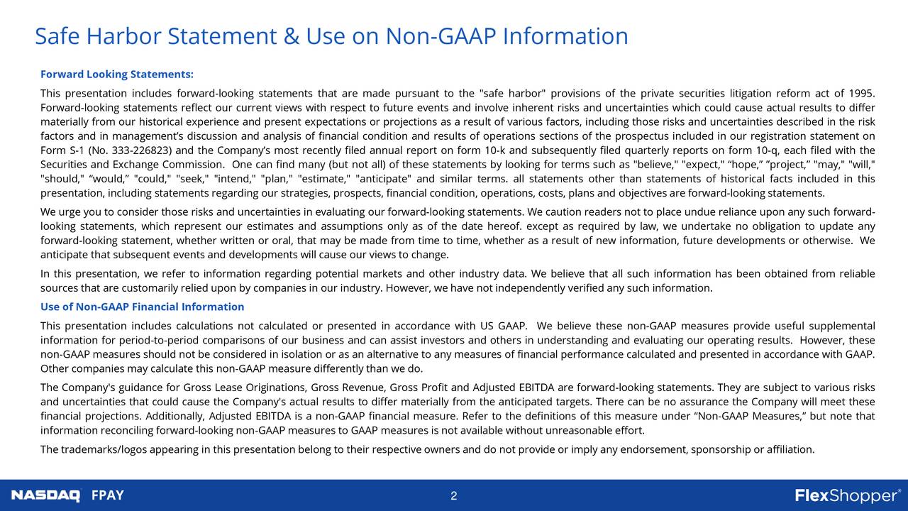 Safe Harbor Statement & Use on Non-GAAP Information