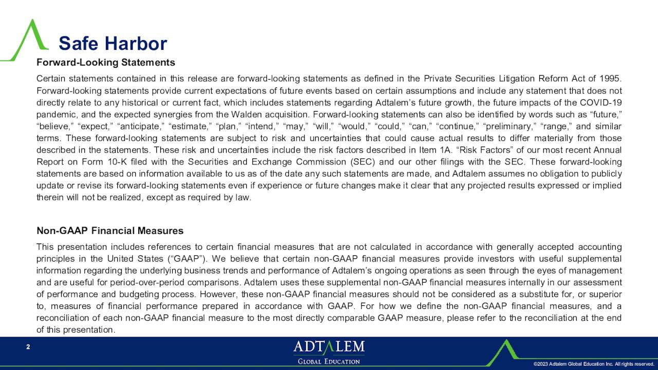Adtalem Global Education Inc 2023 Q3 Results Earnings Call Adtalem Global Education Inc 2023 Q3 Results Earnings Call