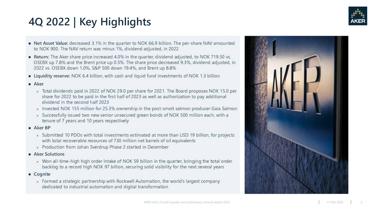 Aker ASA 2022 Q4 - Results - Earnings Call Presentation (OTCMKTS:AKAAF ...