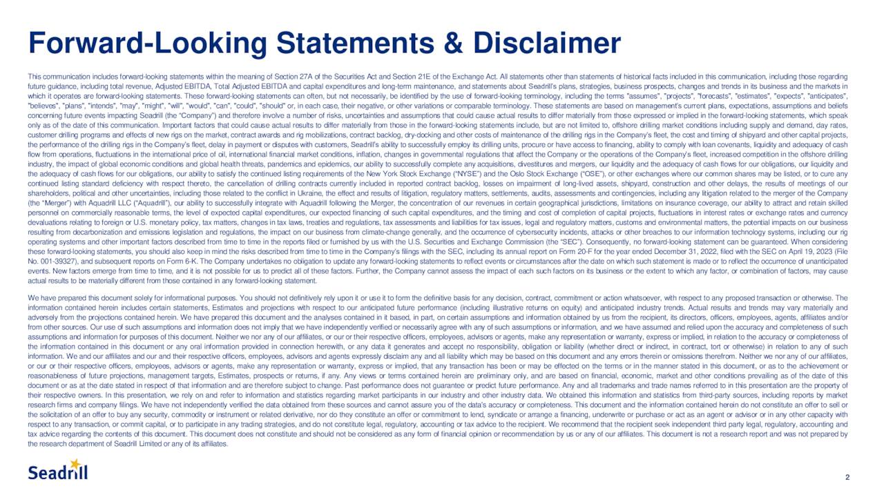 Forward-Looking Statements & Disclaimer