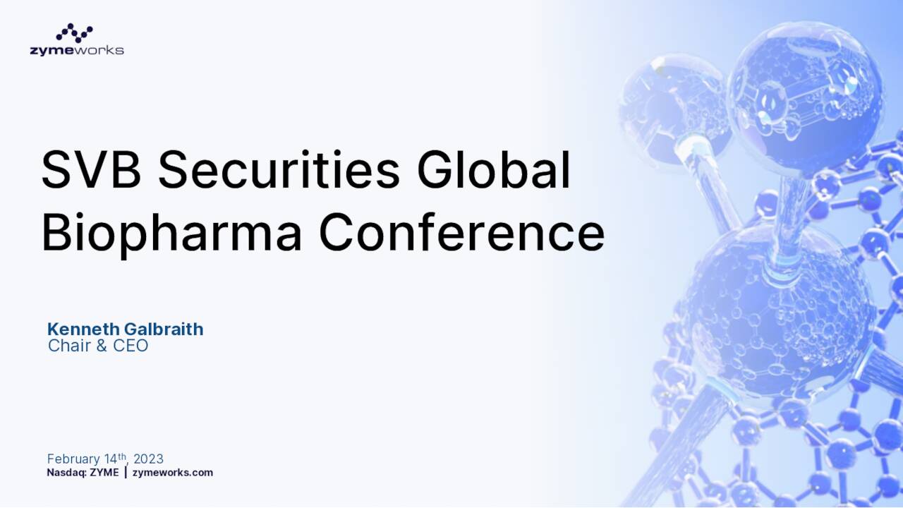Zymeworks (ZYME) presents at SVB Securities Global Biopharma Conference