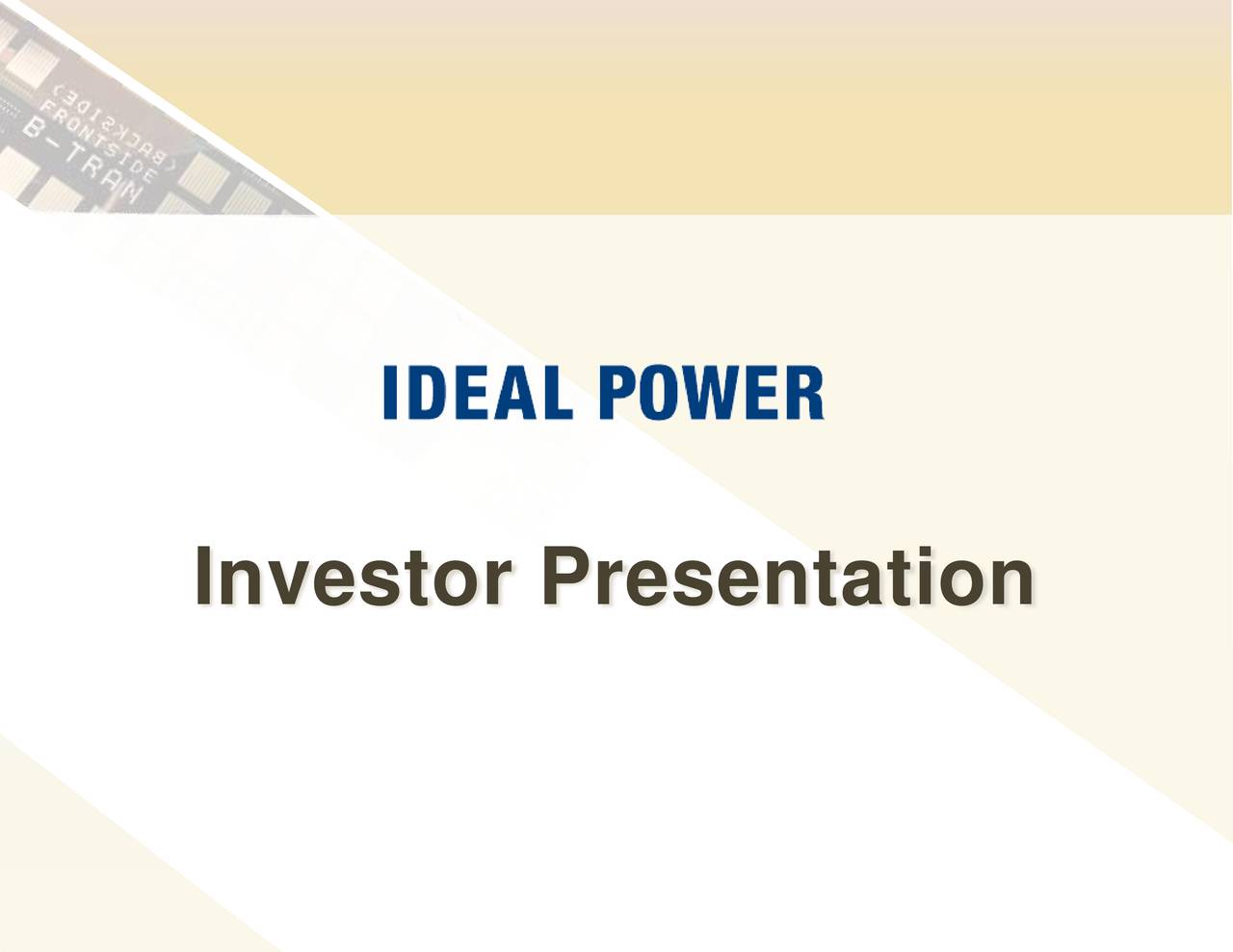 Ideal Power (IPWR) Investor Presentation - Slideshow (NASDAQ:IPWR ...