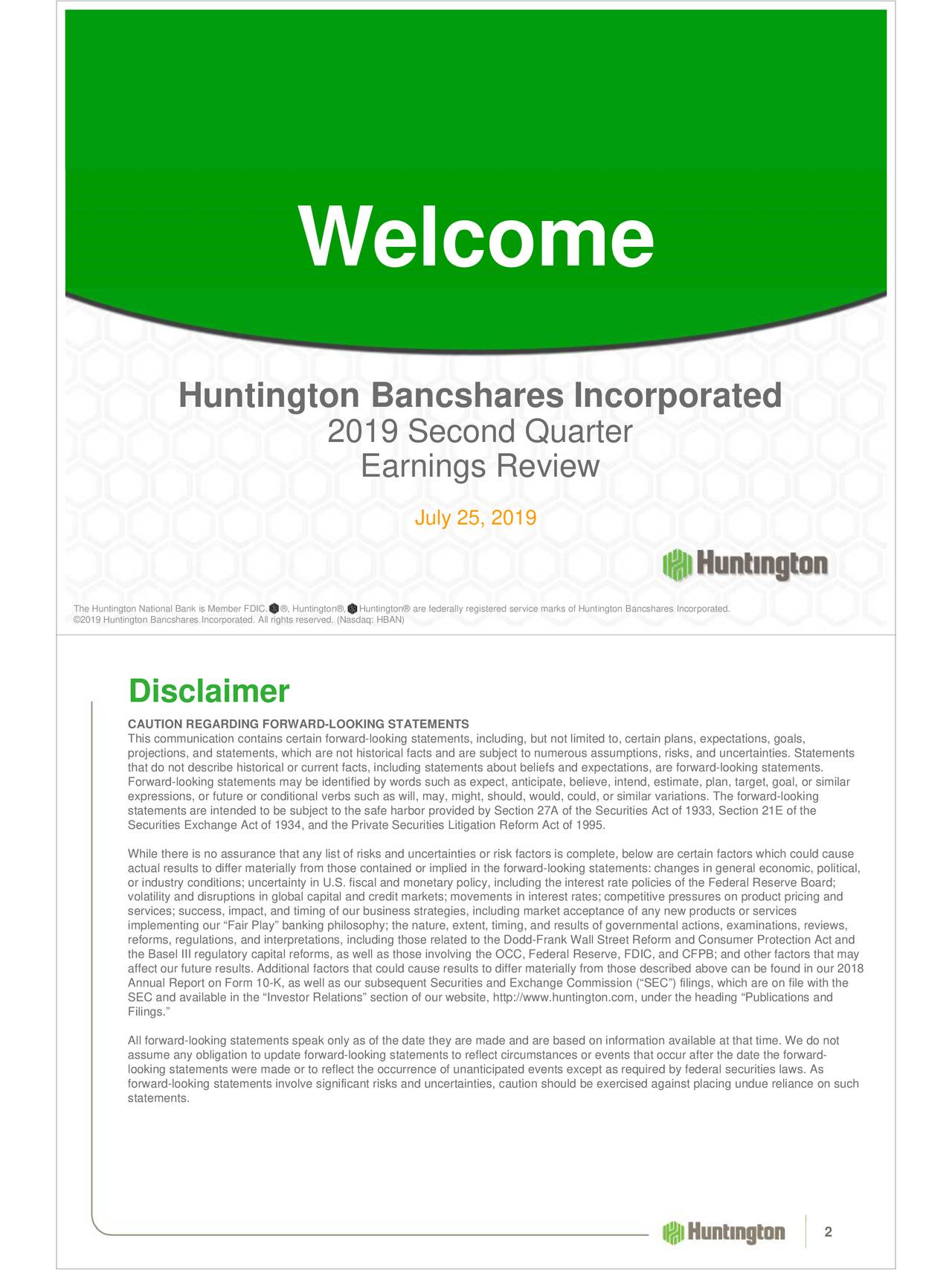 Huntington Bancshares Incorporated 2019 Q2 - Results - Earnings Call ...