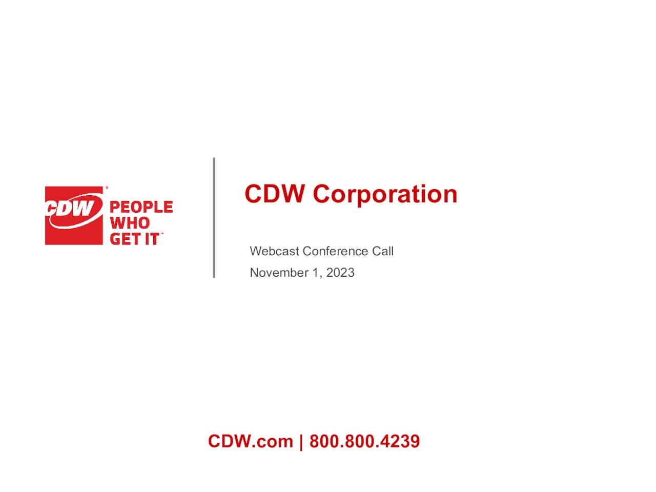 CDW Corporation 2023 Q3 Results Earnings Call Presentation (NASDAQ