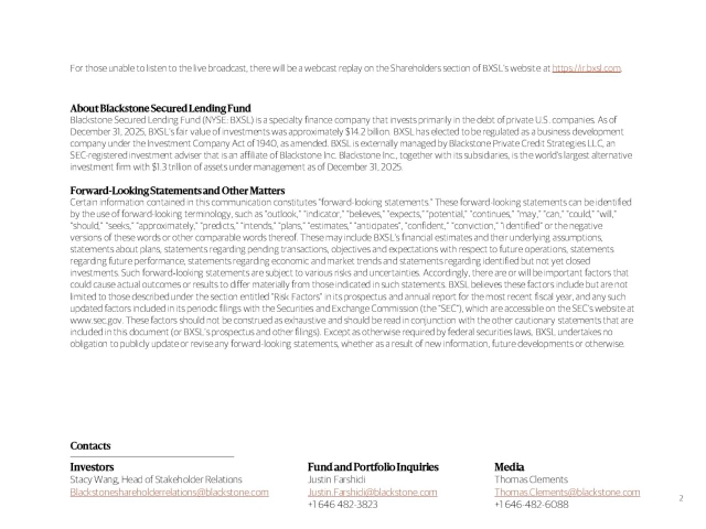 Blackstone Secured Lending Fund. 2025 Q4 - Results - Earnings Call ...