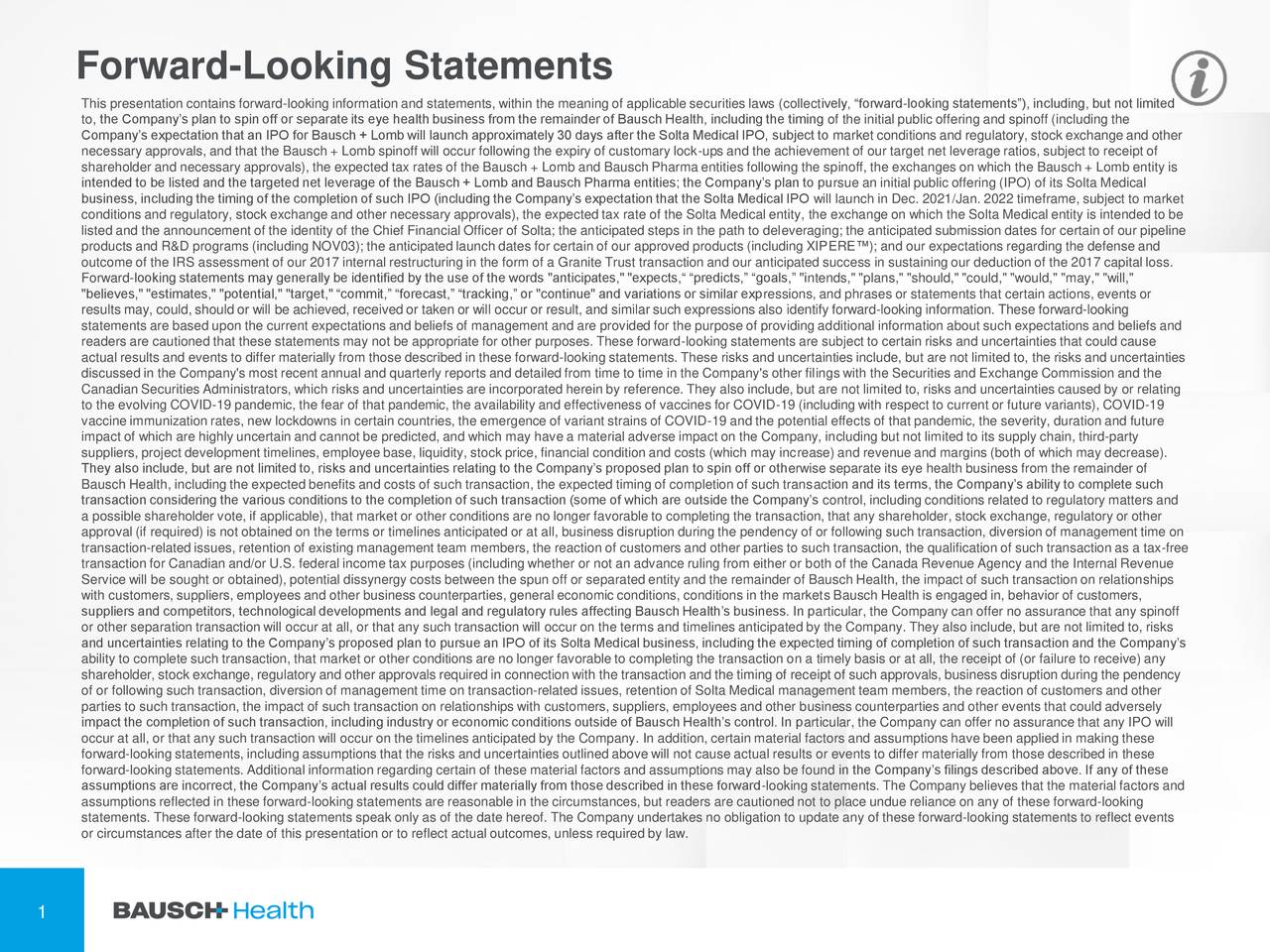 Bausch Health Companies (BHC) Presents At Credit Suisse 30th Annual