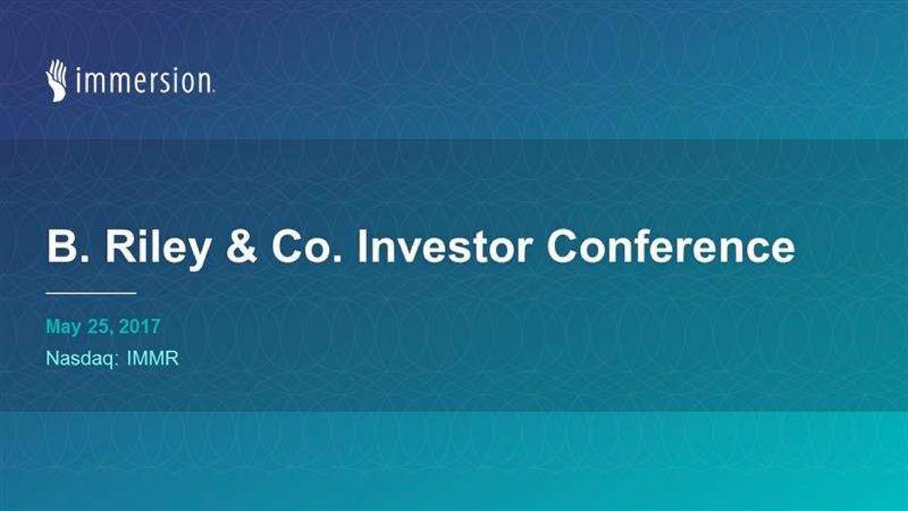 Immersion Corporation (IMMR) Presents At 18th Annual B. Riley & Co