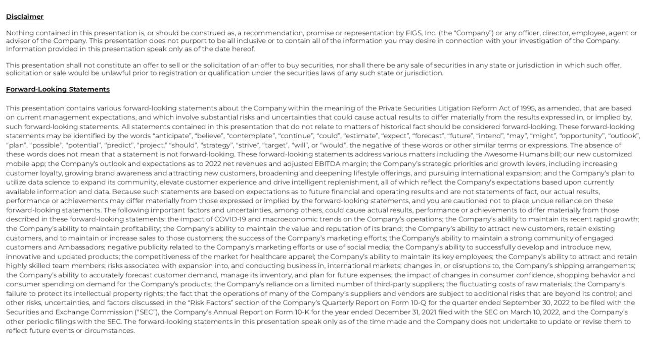 FIGS, Inc. 2022 Q3 Results Earnings Call Presentation (NYSEFIGS