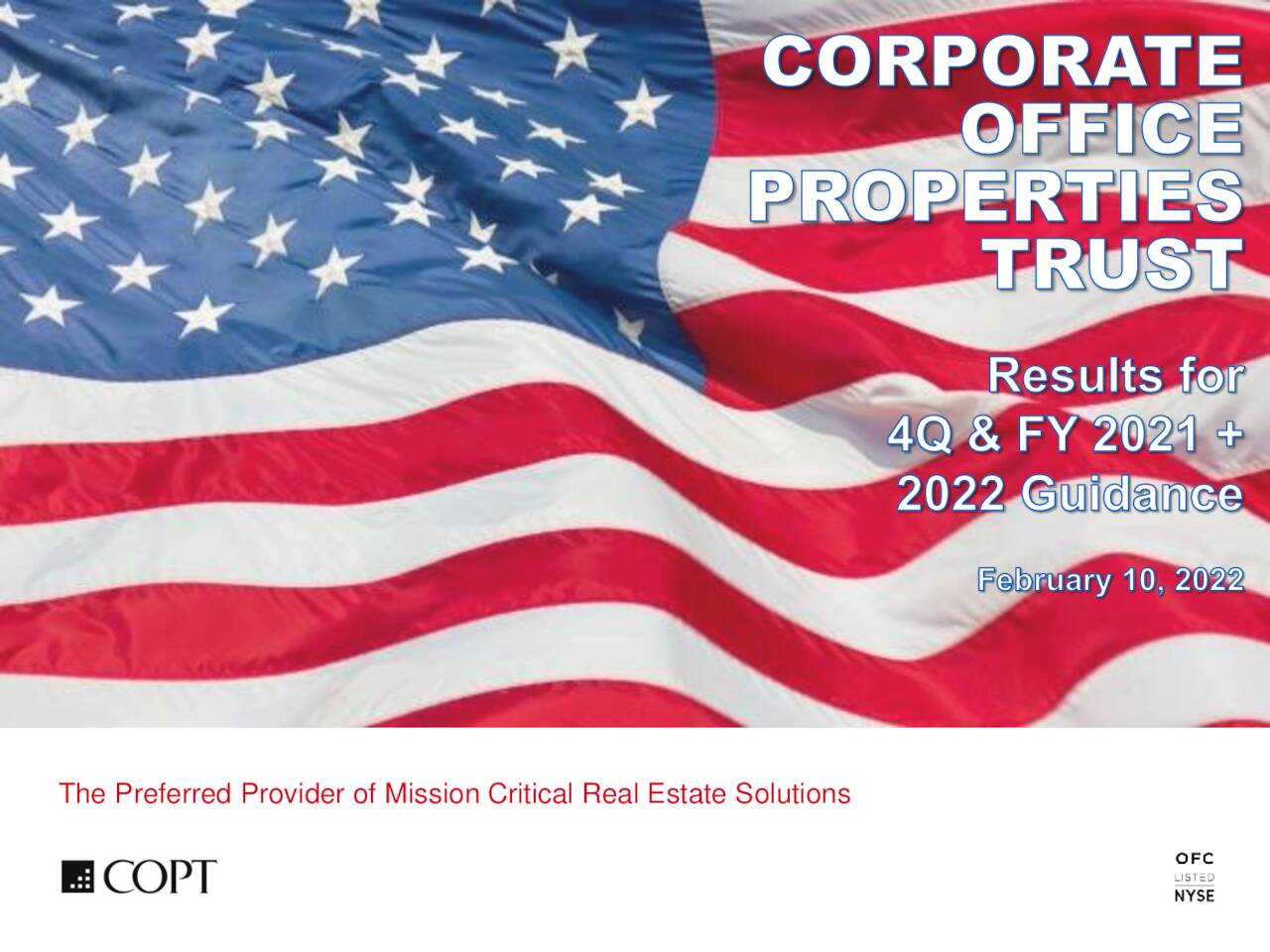 Corporate Office Properties Trust 2021 Q4 - Results - Earnings Call  Presentation (NYSE:OFC) | Seeking Alpha