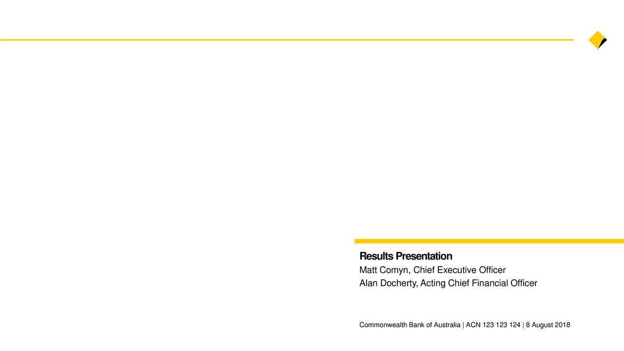 Commonwealth Bank Of Australia Adr 2018 Q4 Results Earnings Call Slides Otcmktscmway 6724