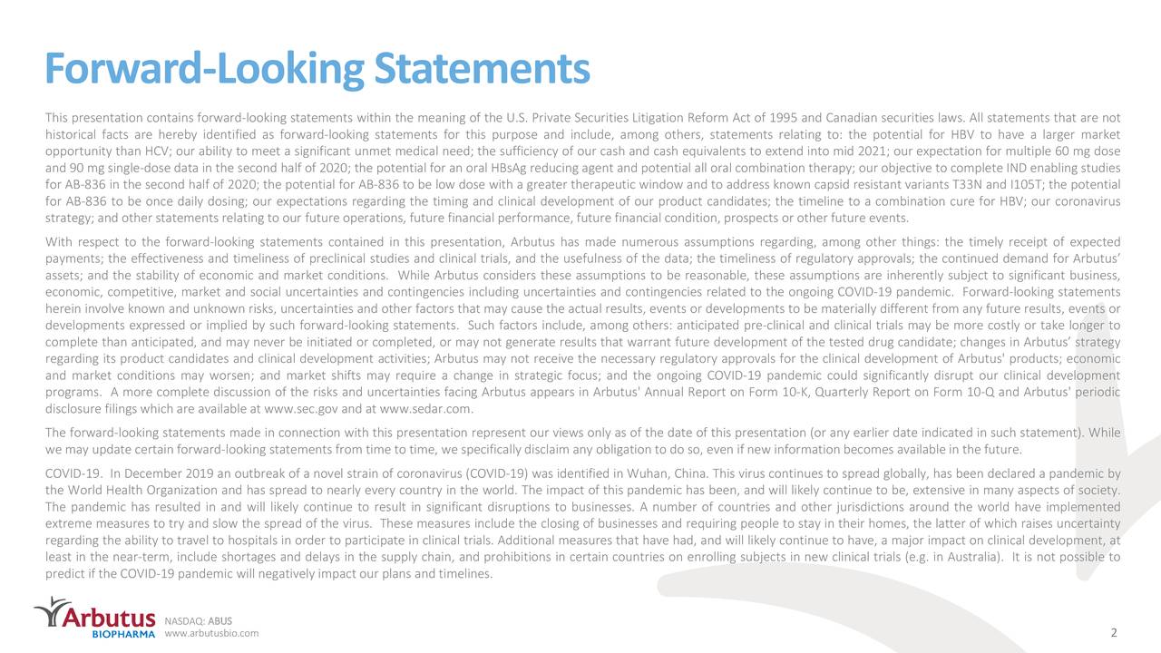 Arbutus Biopharma (ABUS) Presents At UBS Global Healthcare Conference