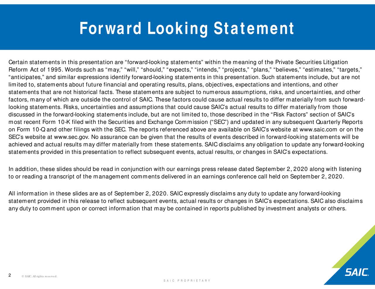 Science Applications International Corporation 2021 Q2 Results