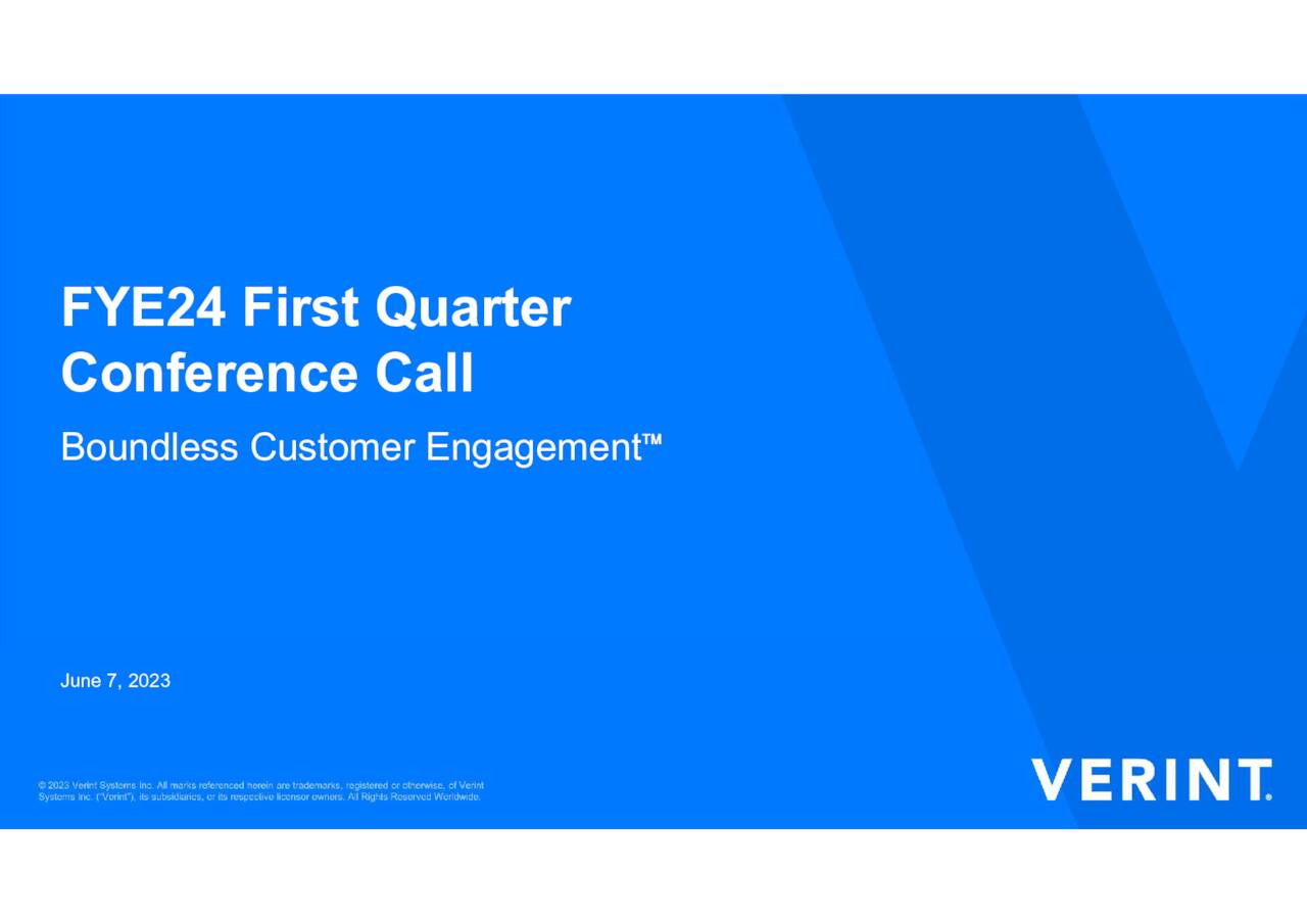 Verint Systems Inc. 2024 Q1 Results Earnings Call Presentation
