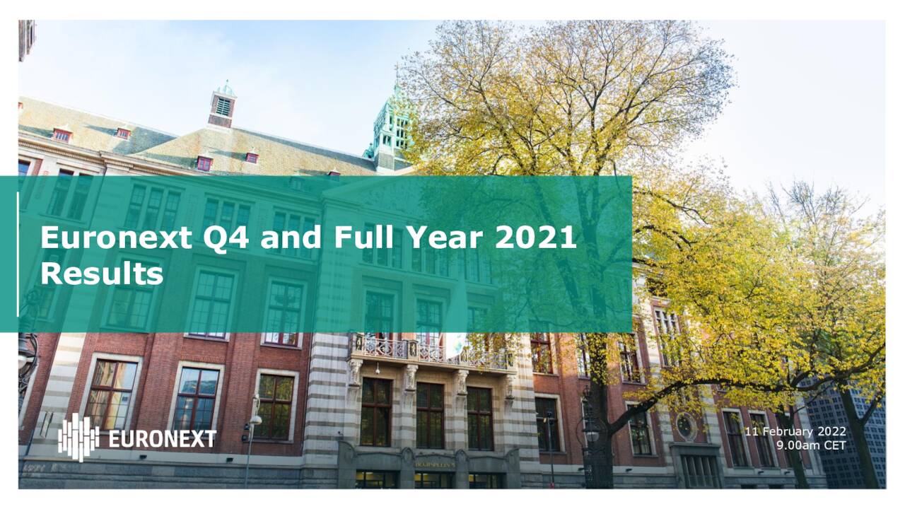 euronext investor presentation 2021