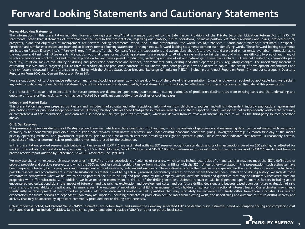 Parsley Energy, Inc. 2017 Q2 Results Earnings Call Slides (NYSEPE