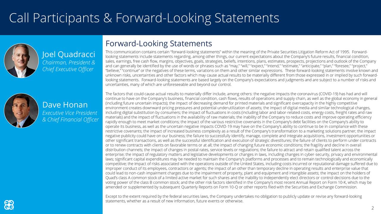 Call Participants & Forward-Looking Statements