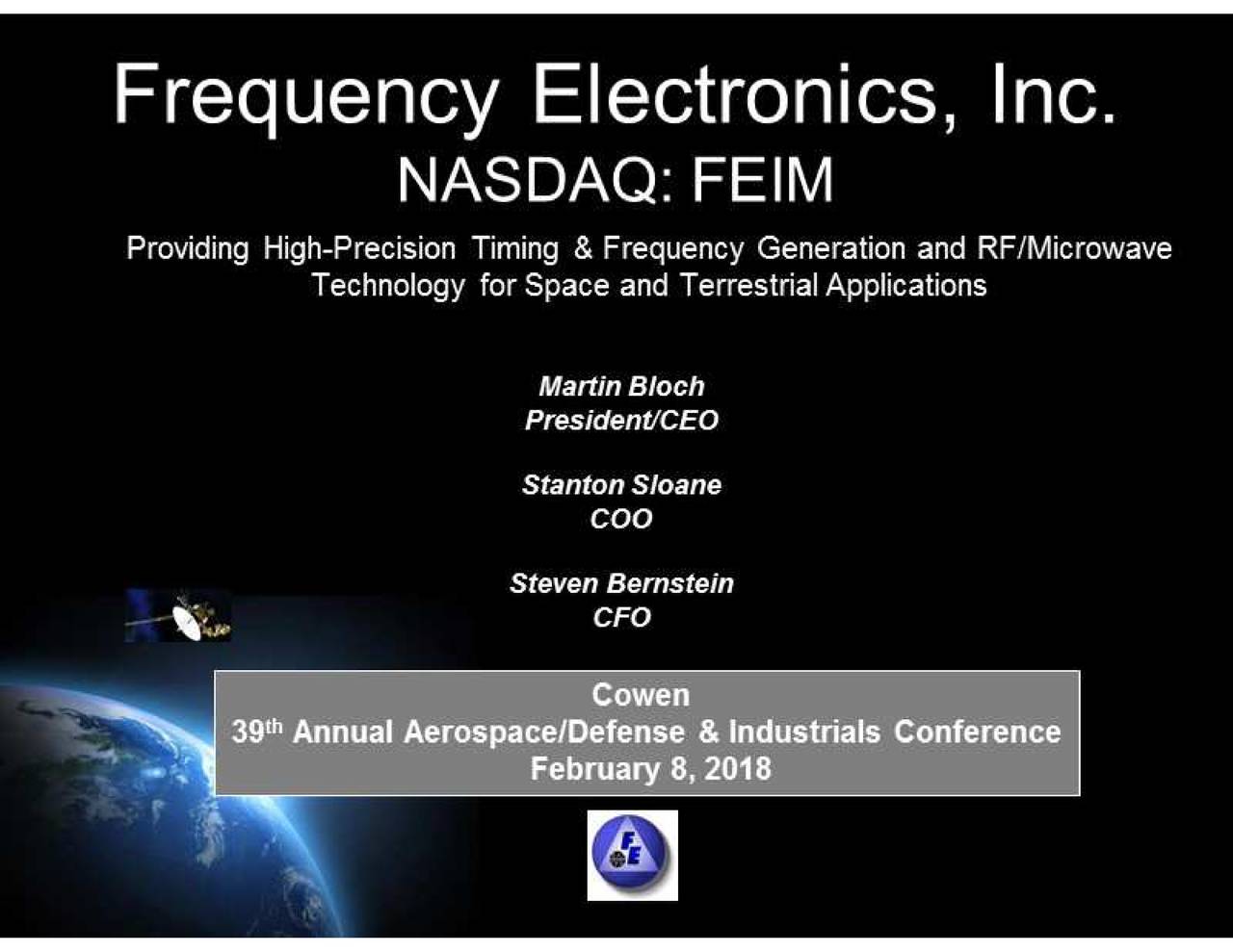 Frequency Electronics (FEIM) Presents At Cowen And Company 39th Annual