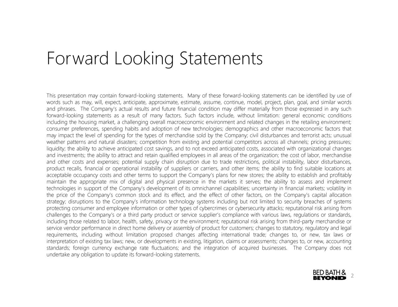 Bed Bath & Beyond Inc. 2018 Q2 Results Earnings Call Slides