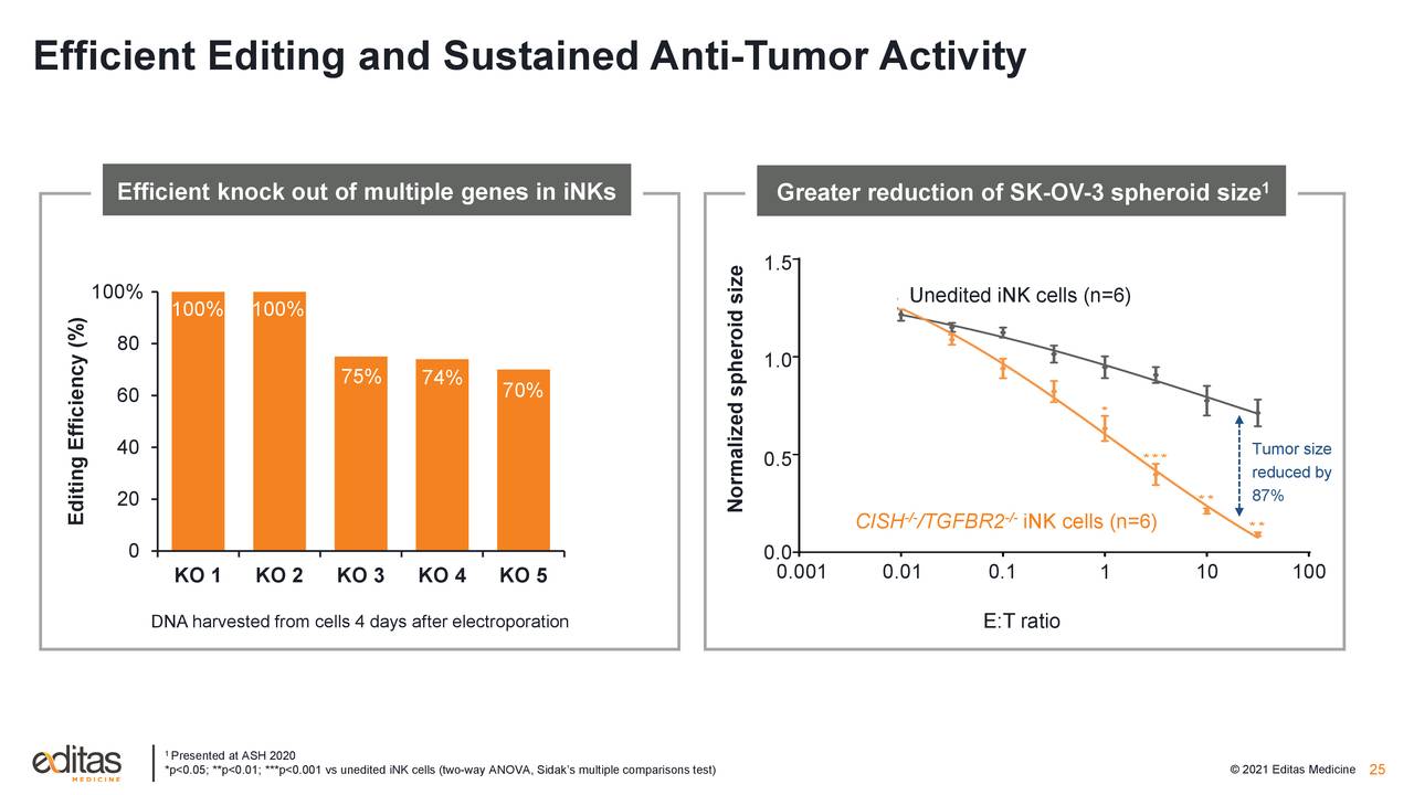 Efficient Editing and Sustained Anti-Tumor Activity