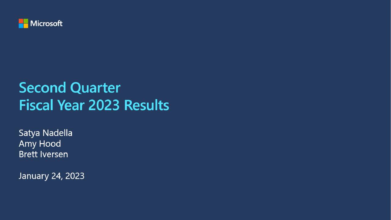 Microsoft Corporation 2023 Q2 Results Earnings Call Presentation