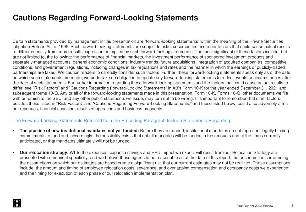 AllianceBernstein Holding L.P. 2022 Q1 Results Earnings Call