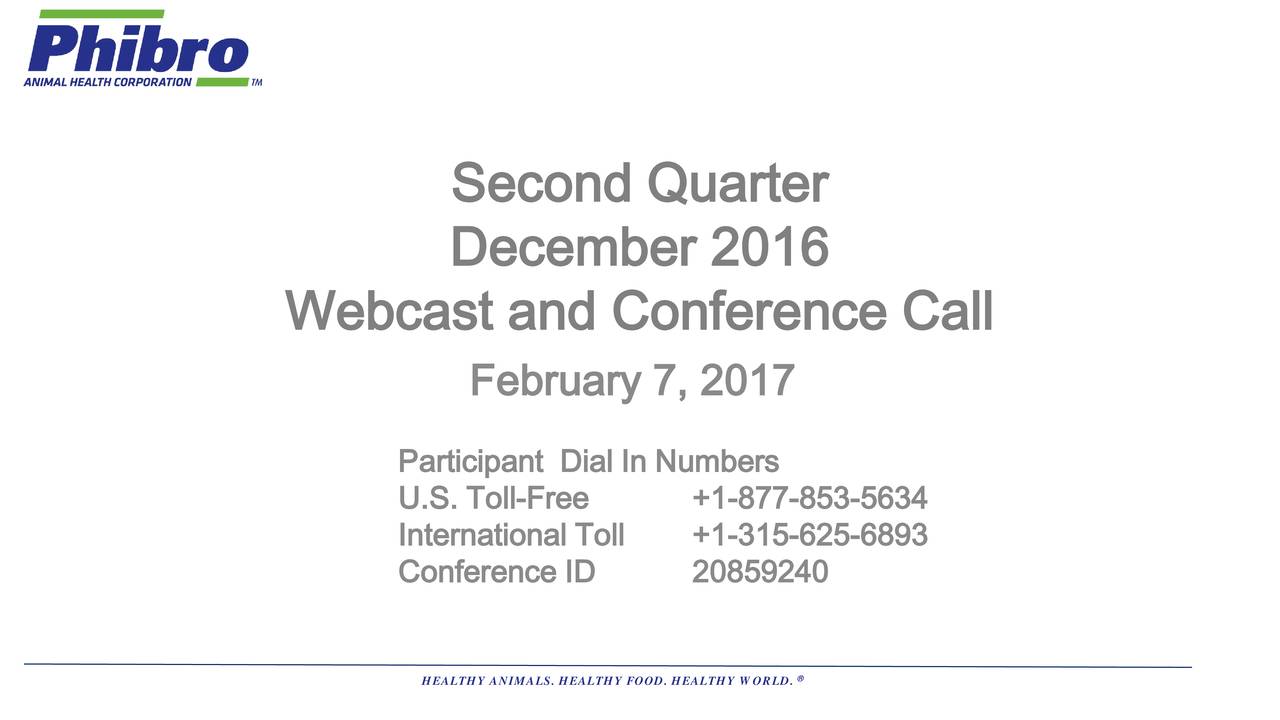 Phibro Animal Health Corporation 2017 Q2 - Results - Earnings Call ...