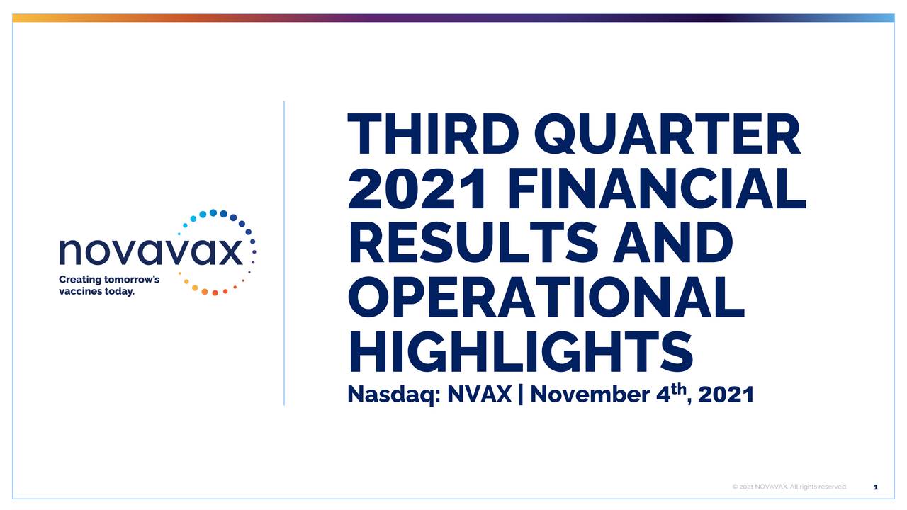 Novavax, Inc. 2021 Q3 Results Earnings Call Presentation (NASDAQ