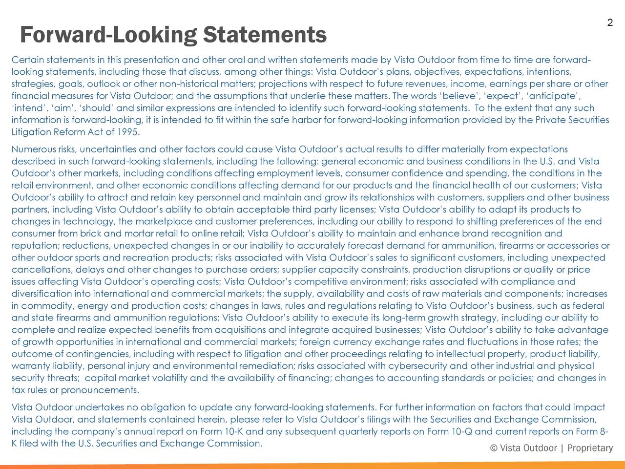 Vista Outdoor 2018 Q2 Results Earnings Call Slides (NYSEVSTO