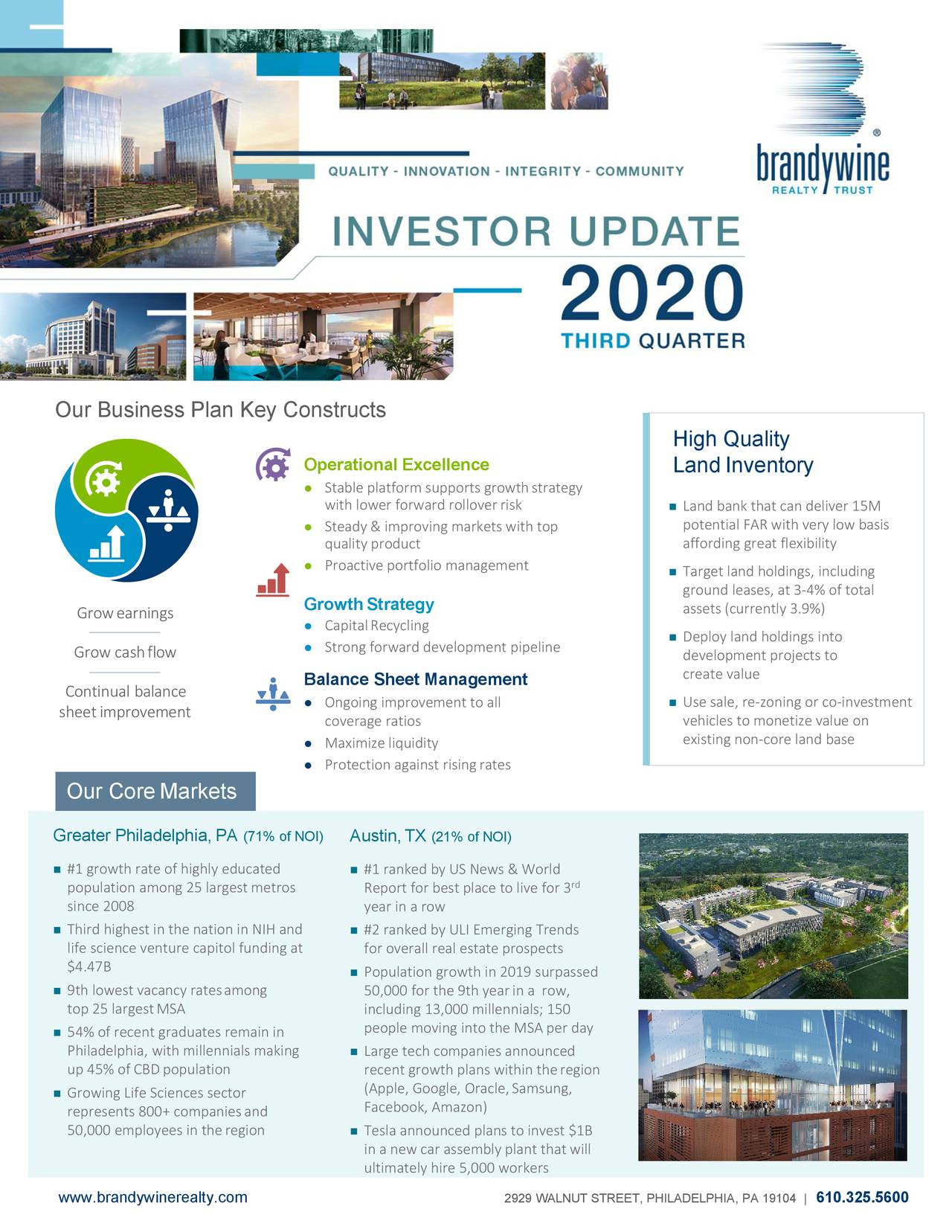 Brandywine Realty Trust Bdn Investor Presentation Slideshow Nyse Bdn Seeking Alpha