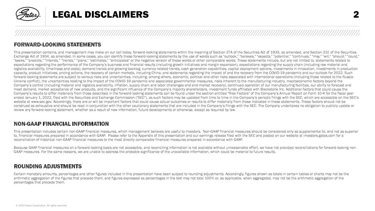 Gates Industrial Corporation plc 2022 Q2 Results Earnings Call