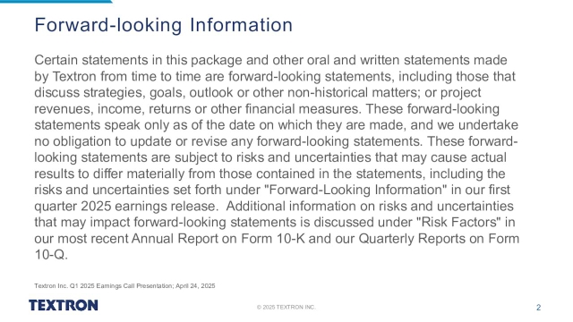 Textron Inc. 2025 Q1 - Results - Earnings Call Presentation (NYSE:TXT ...