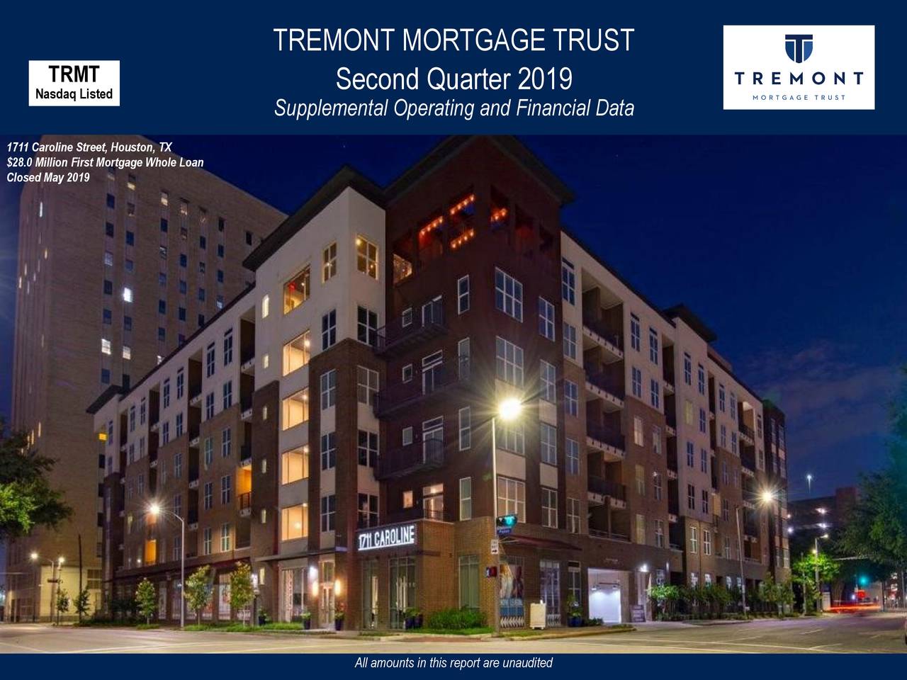 Tremont Mortgage Trust 2019 Q2 Results Earnings Call Slides (NASDAQ
