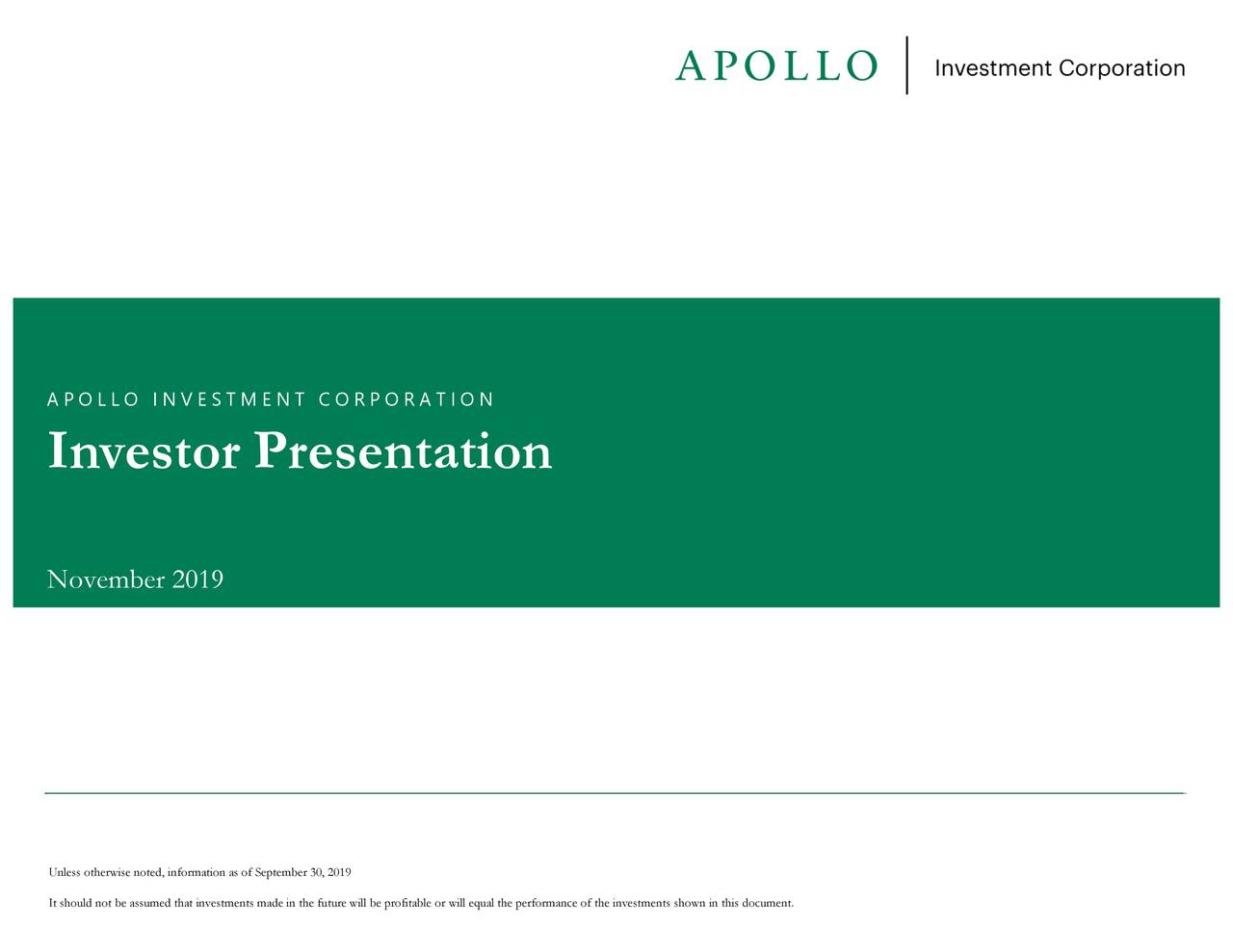 Apollo Investment (AINV) Investor Presentation Slideshow (NASDAQMFIC