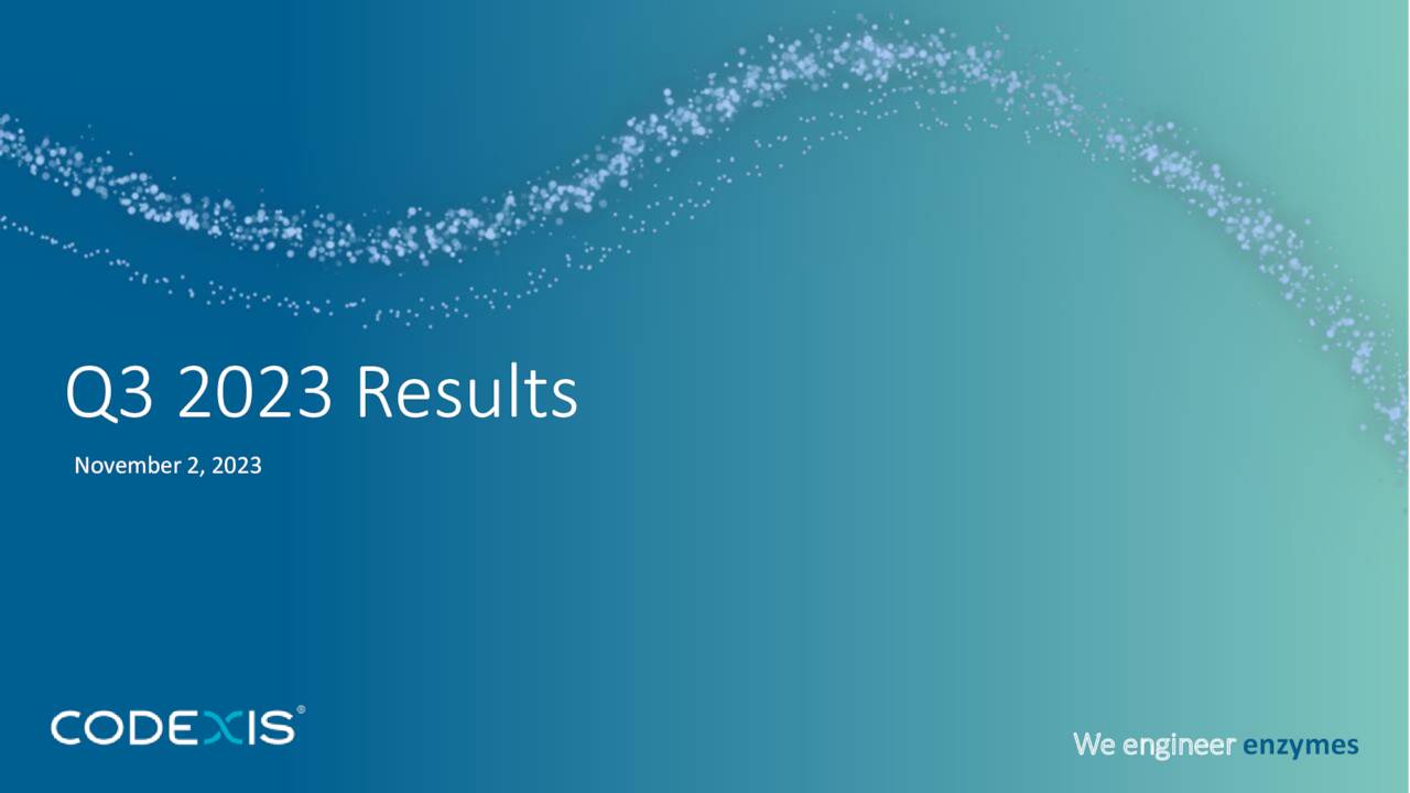 Codexis, Inc. 2023 Q3 Results Earnings Call Presentation (NASDAQ