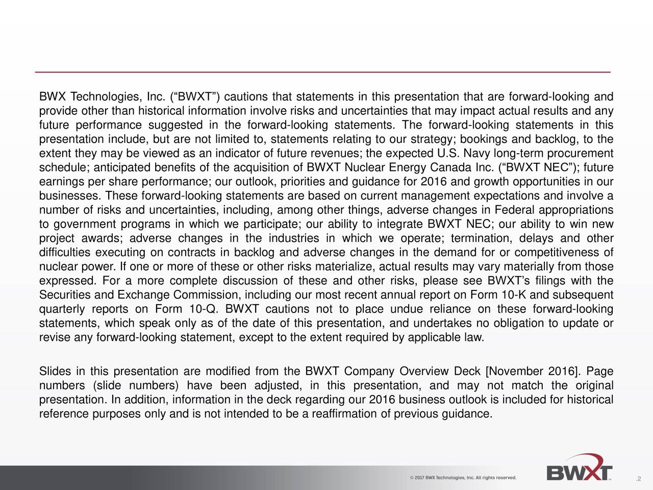 BWX Technologies (BWXT)Presents At 17th Annual CJS Securities