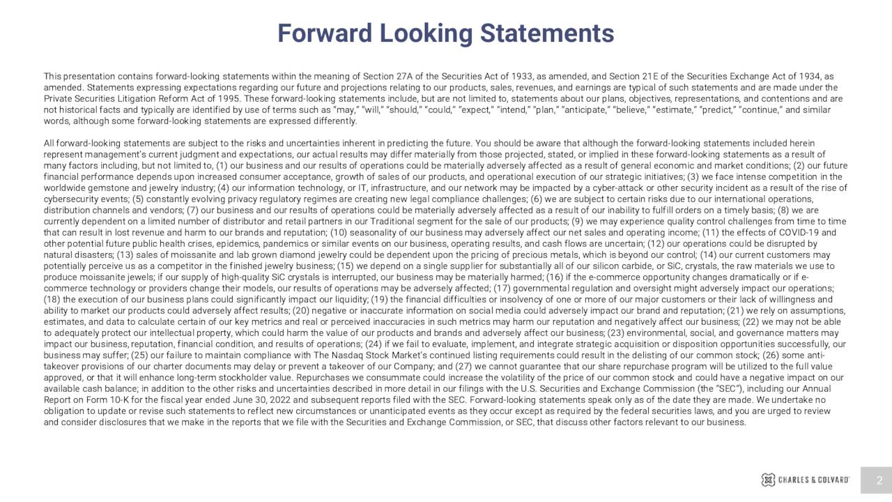 Forward Looking Statements