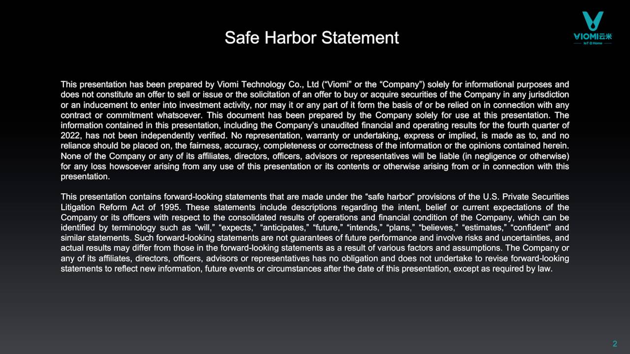 Safe Harbor Statement
