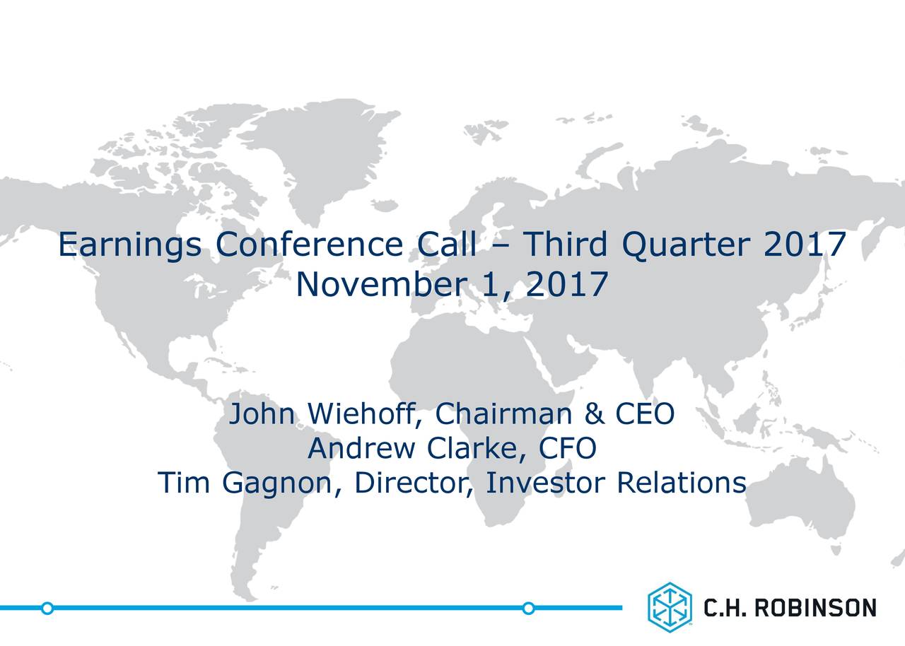 Earnings Conference Call – Third Quarter 2017