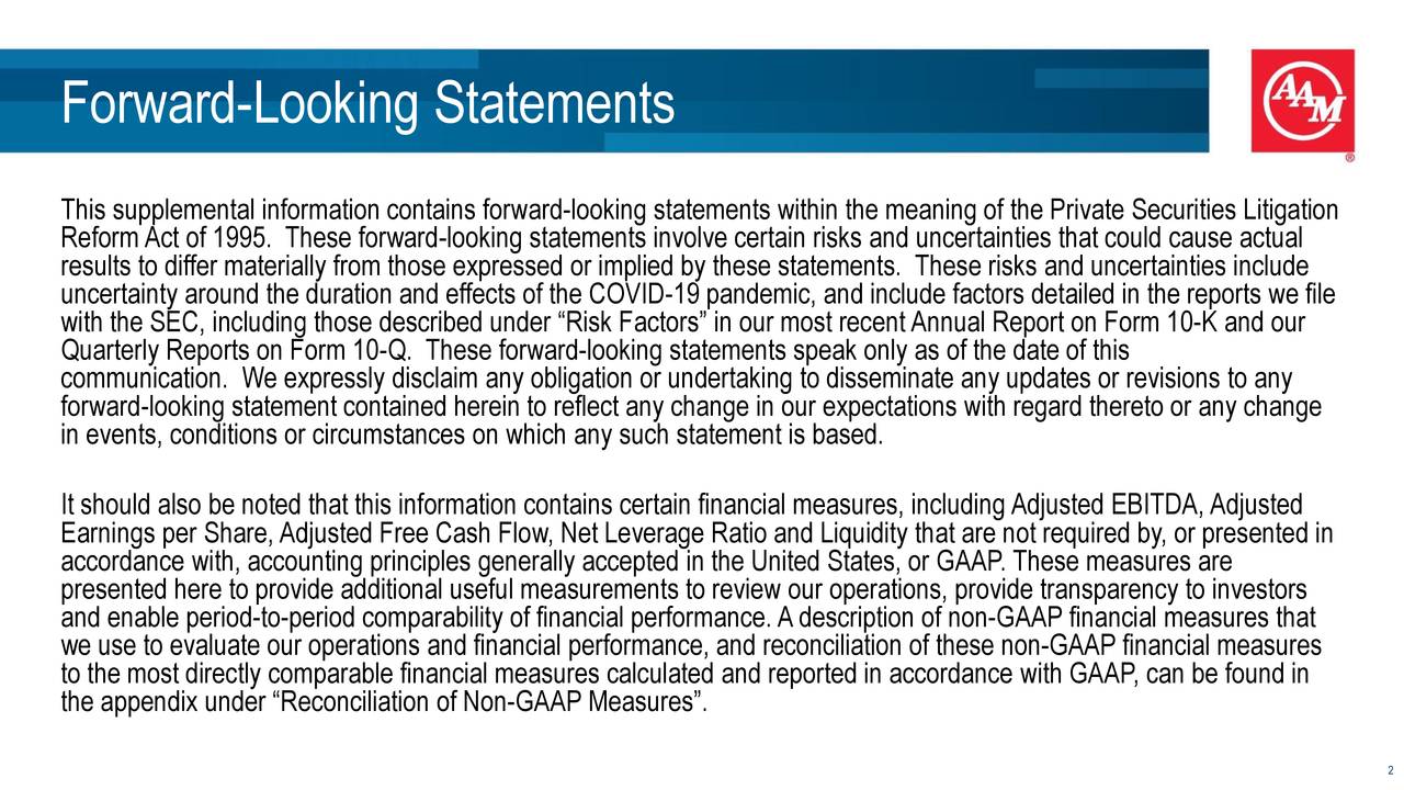 American Axle & Manufacturing Holdings, Inc. 2020 Q2 Results