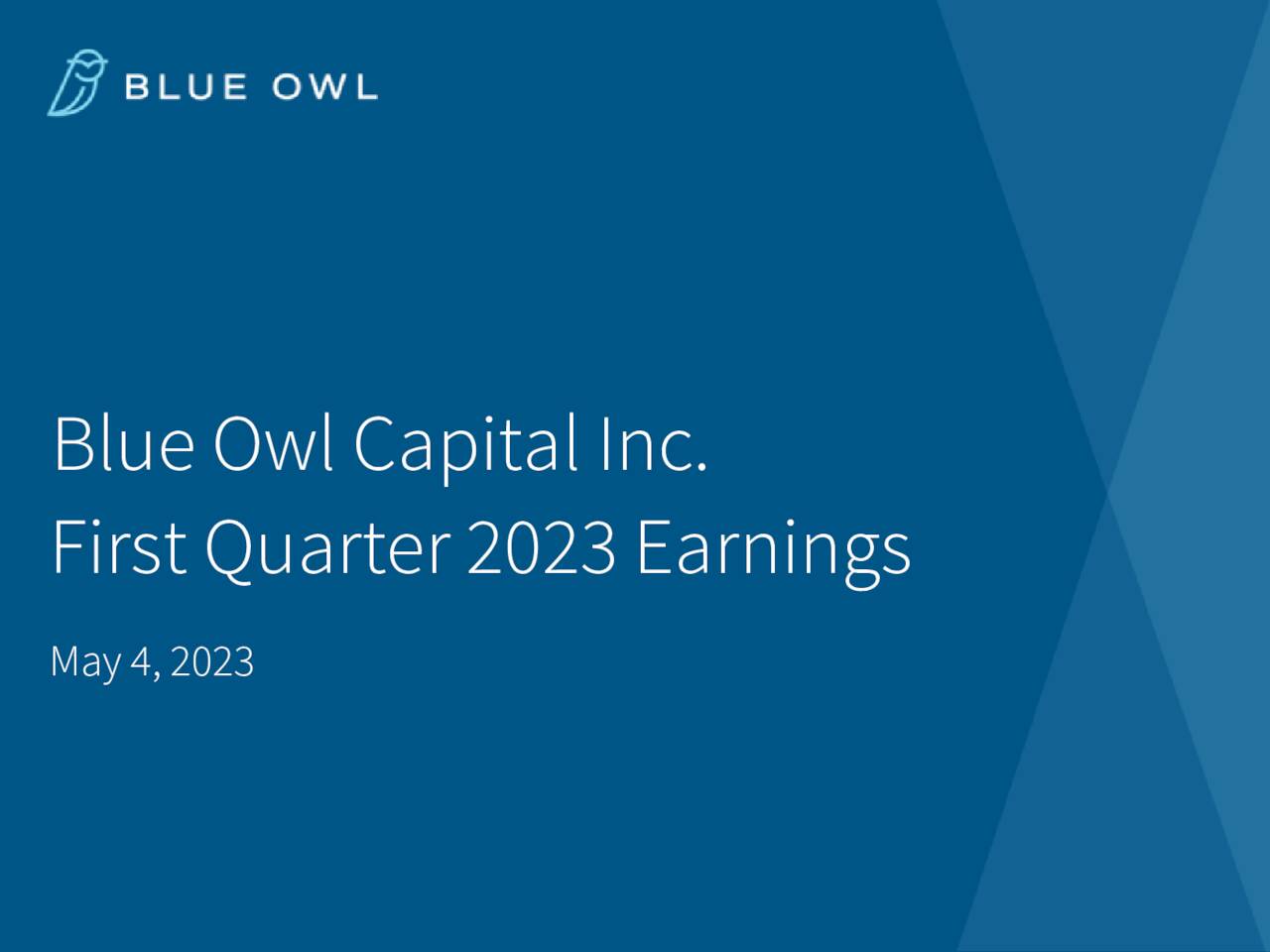 Blue Owl Capital Inc. 2023 Q1 - Results - Earnings Call Presentation ...