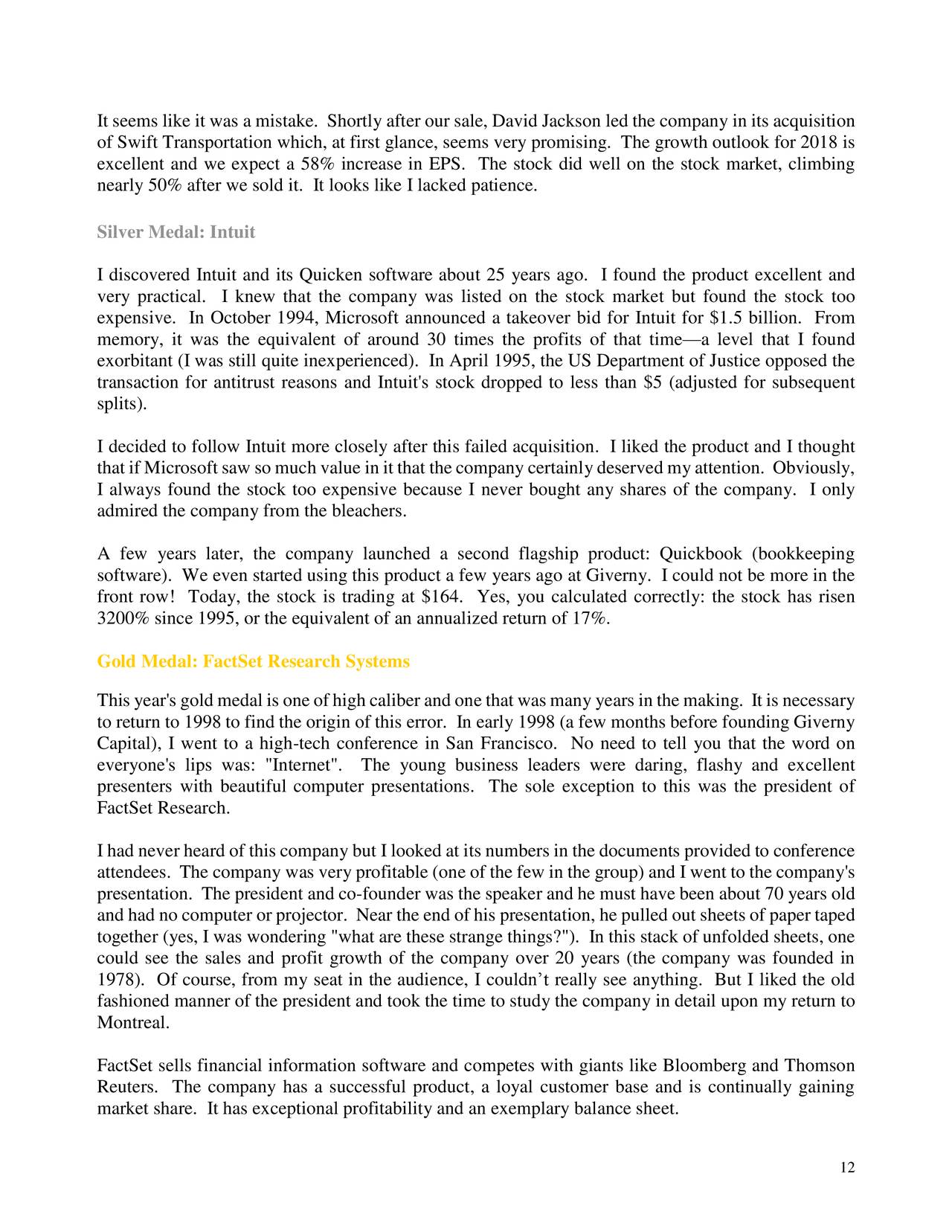 Giverny Capital Annual Letter To Our Partners 2017 - LKQ 