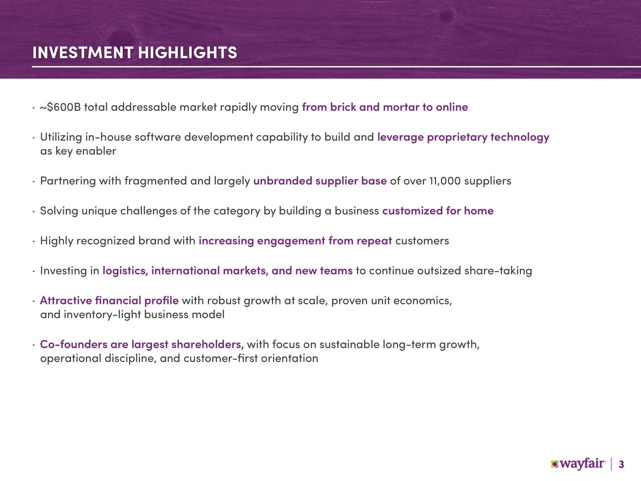 INVESTMENT HIGHLIGHTS