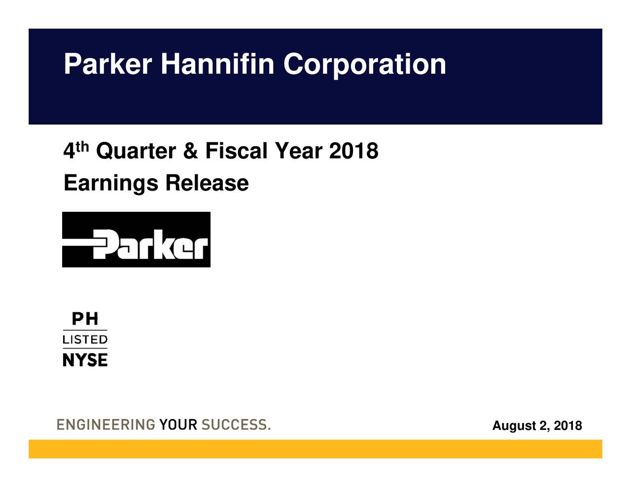 Parker-Hannifin Corporation 2018 Q4 - Results - Earnings Call Slides ...