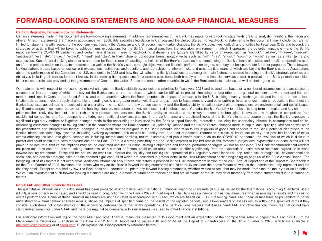 FORWARD-LOOKING STATEMENTS AND NON-GAAP FINANCIAL MEASURES
