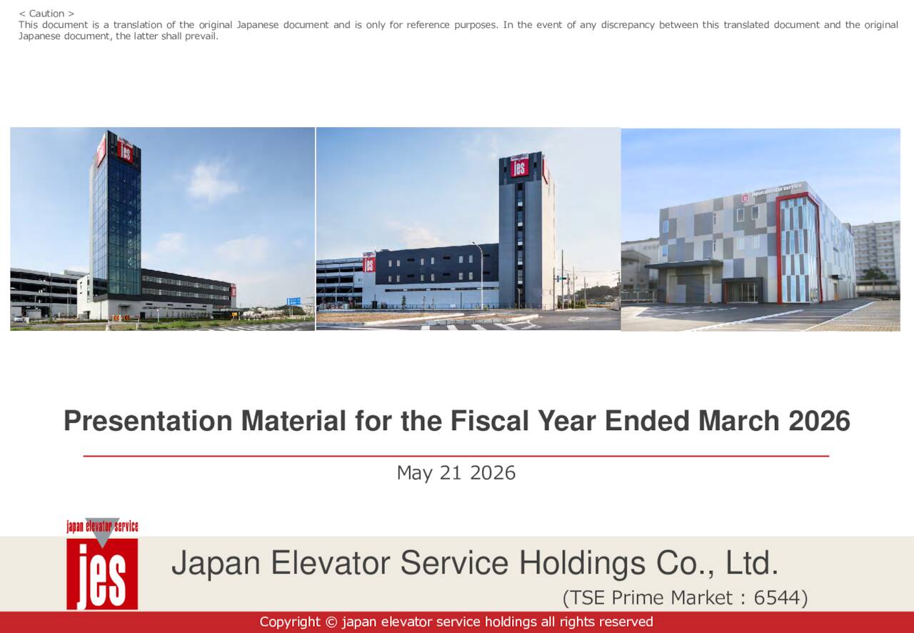 Japan Elevator Service Holdings Co.,Ltd. 2026 Q4 - Results - Earnings ...