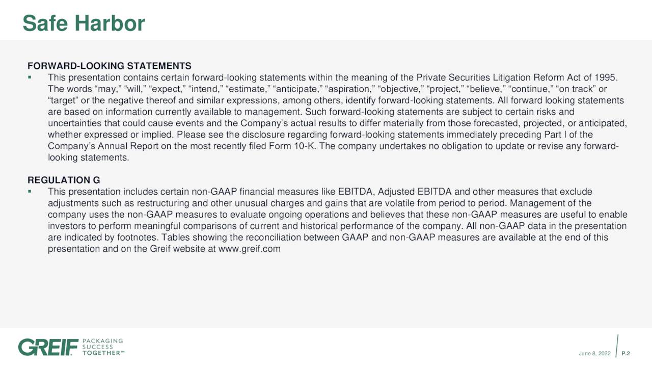 Greif, Inc. 2022 Q2 - Results - Earnings Call Presentation (NYSE:GEF ...