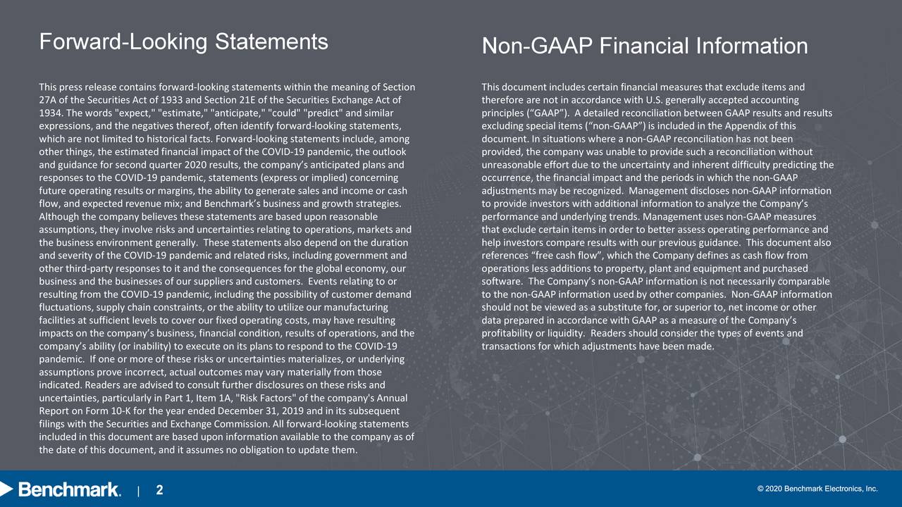 Benchmark Electronics, Inc. 2020 Q2 Results Earnings Call