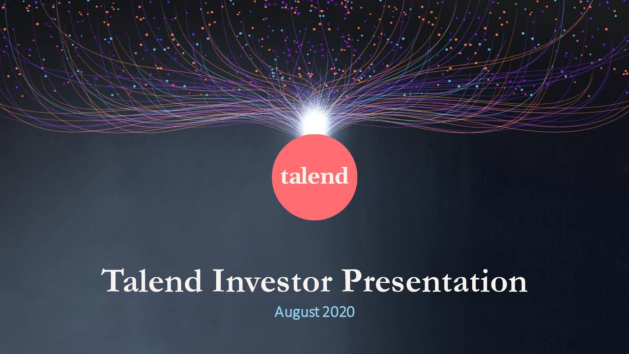 Talend S A 2020 Q2 Results Earnings Call Presentation NASDAQ TLND