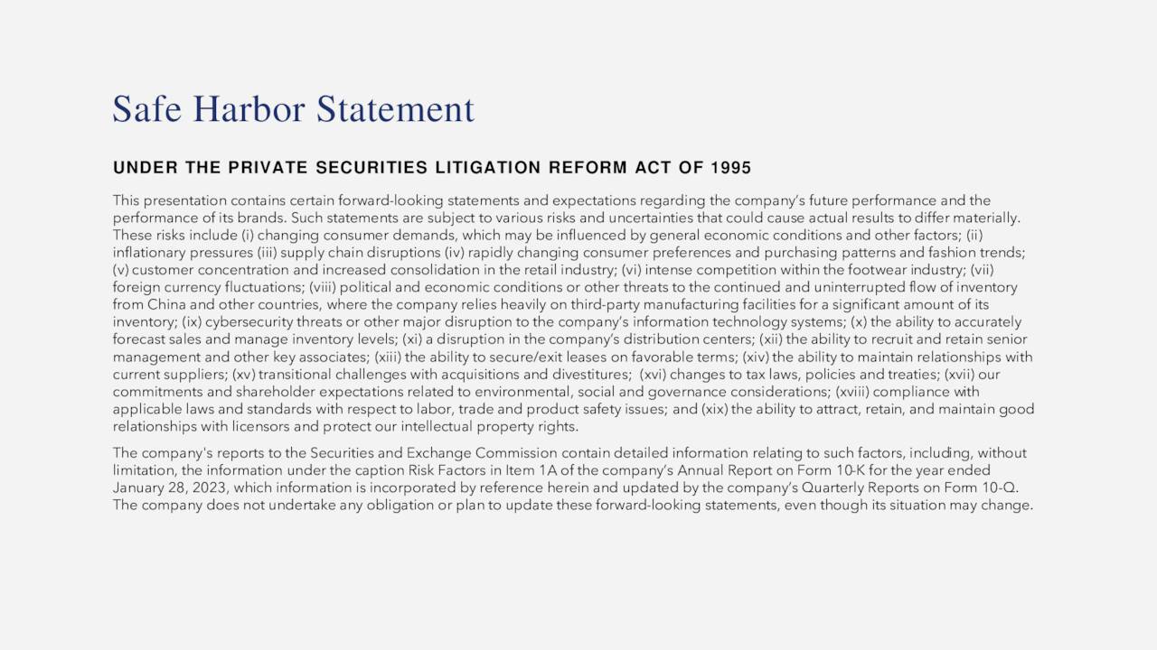 Safe Harbor Statement